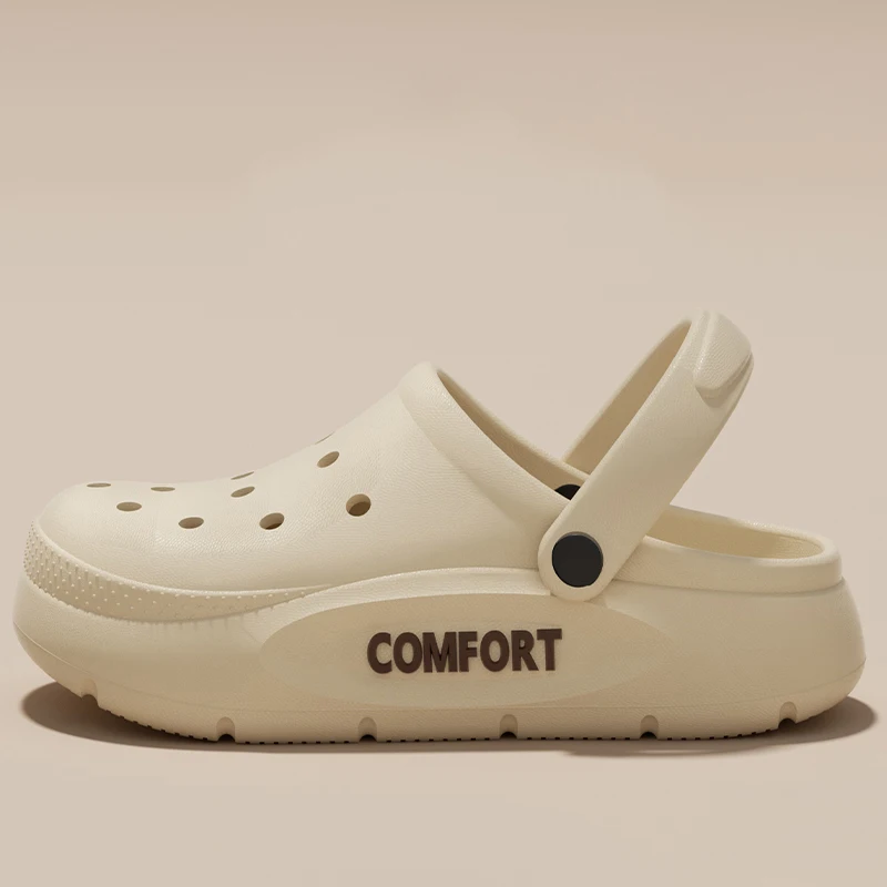 Women's Men's Slippers Summer Anti-Slip Couple Hollow Covered Toe Indoor Outdoor Casual Thick Bottom Sandals for Home Adults