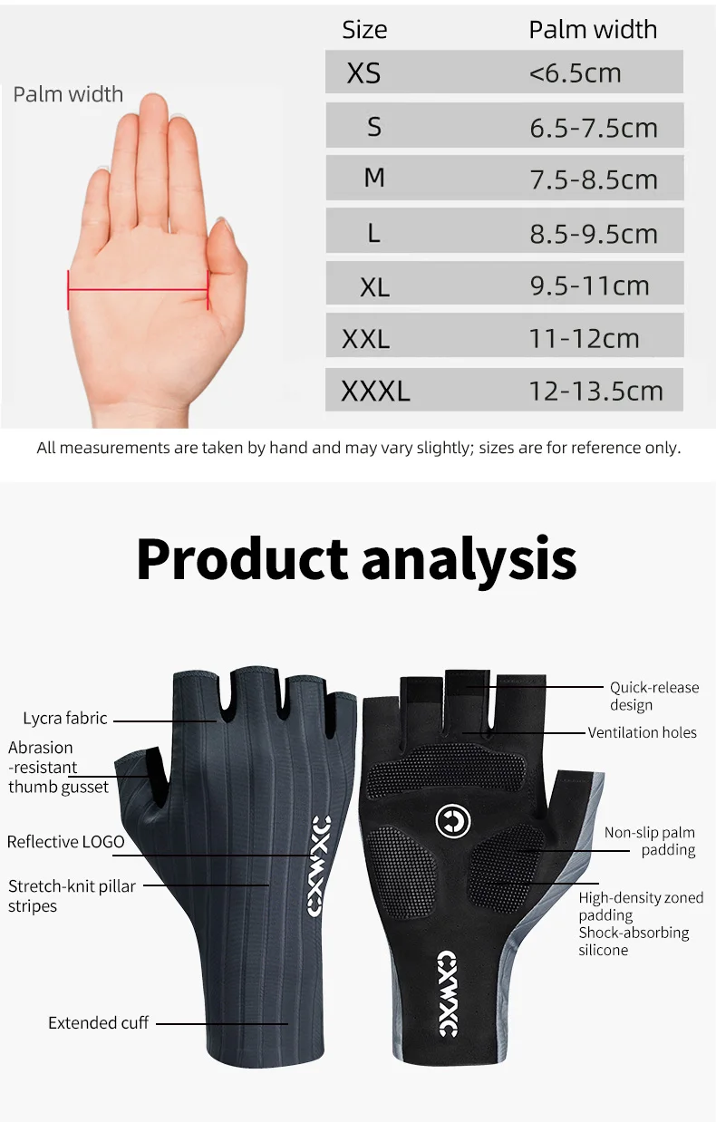 CXWXC Cycling Half Finger Gloves Men Women Breathable Anti-slip Glove Fitness Sport Training Gloves With Extended Wrist Guard