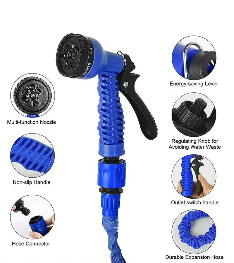 25FT-200FT Expandable Magic Hose Lightweight Design Durable Materials 7 Water Spraying Functions Gun Home Garden Watering Tools