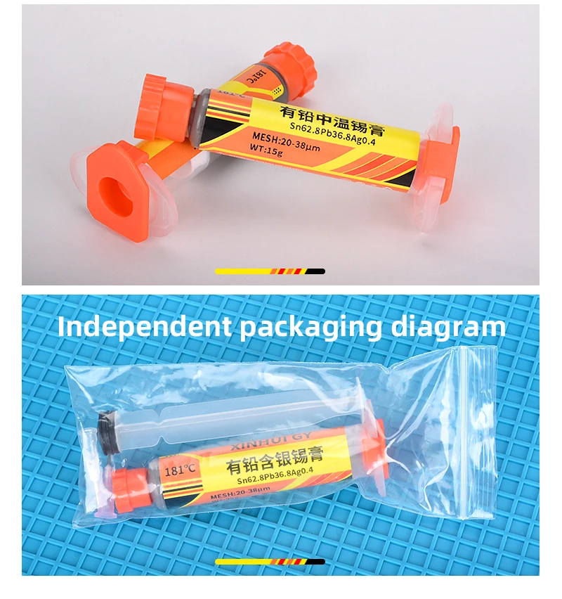 Lead-containing and 181-degree Silver-bearing Solder Paste for Syringe Soldering Applied in SMT (Surface Mount Technology) Chip