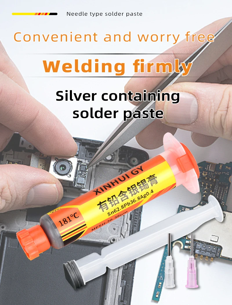 Lead-containing and 181-degree Silver-bearing Solder Paste for Syringe Soldering Applied in SMT (Surface Mount Technology) Chip