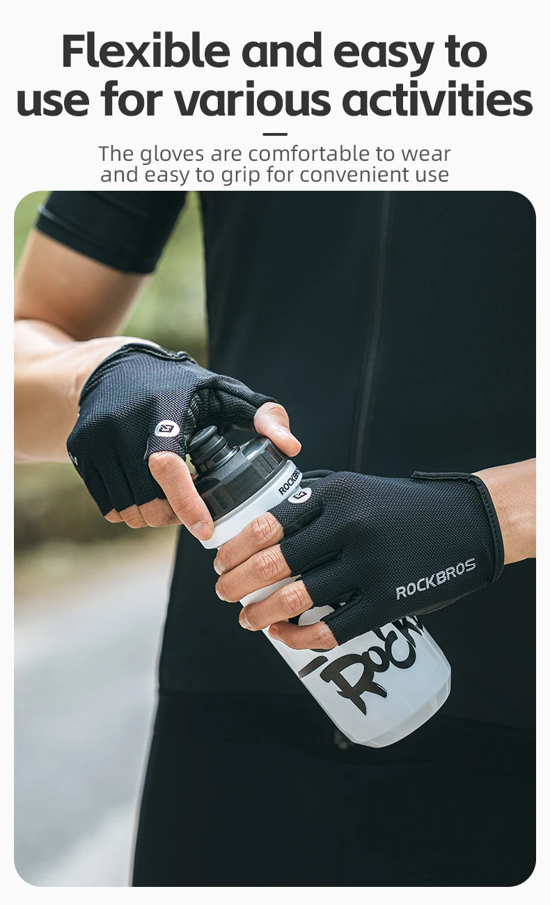 ROCKBROS Bike Gloves Half Finger Summer Breathable Anti-slip SBR Pad Shockproof MTB Road Bicycle Gloves Cycling Shorts Gloves