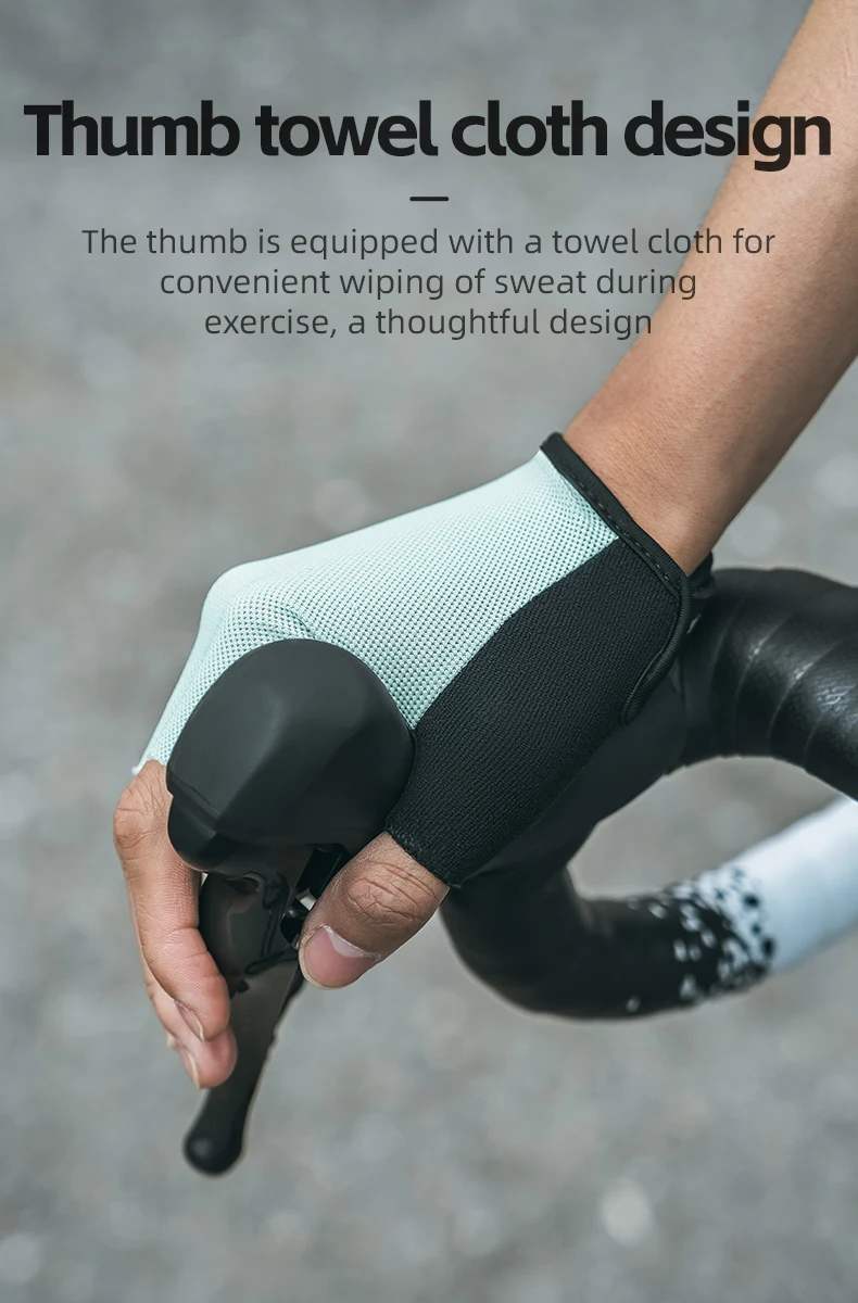 ROCKBROS Bike Gloves Half Finger Summer Breathable Anti-slip SBR Pad Shockproof MTB Road Bicycle Gloves Cycling Shorts Gloves