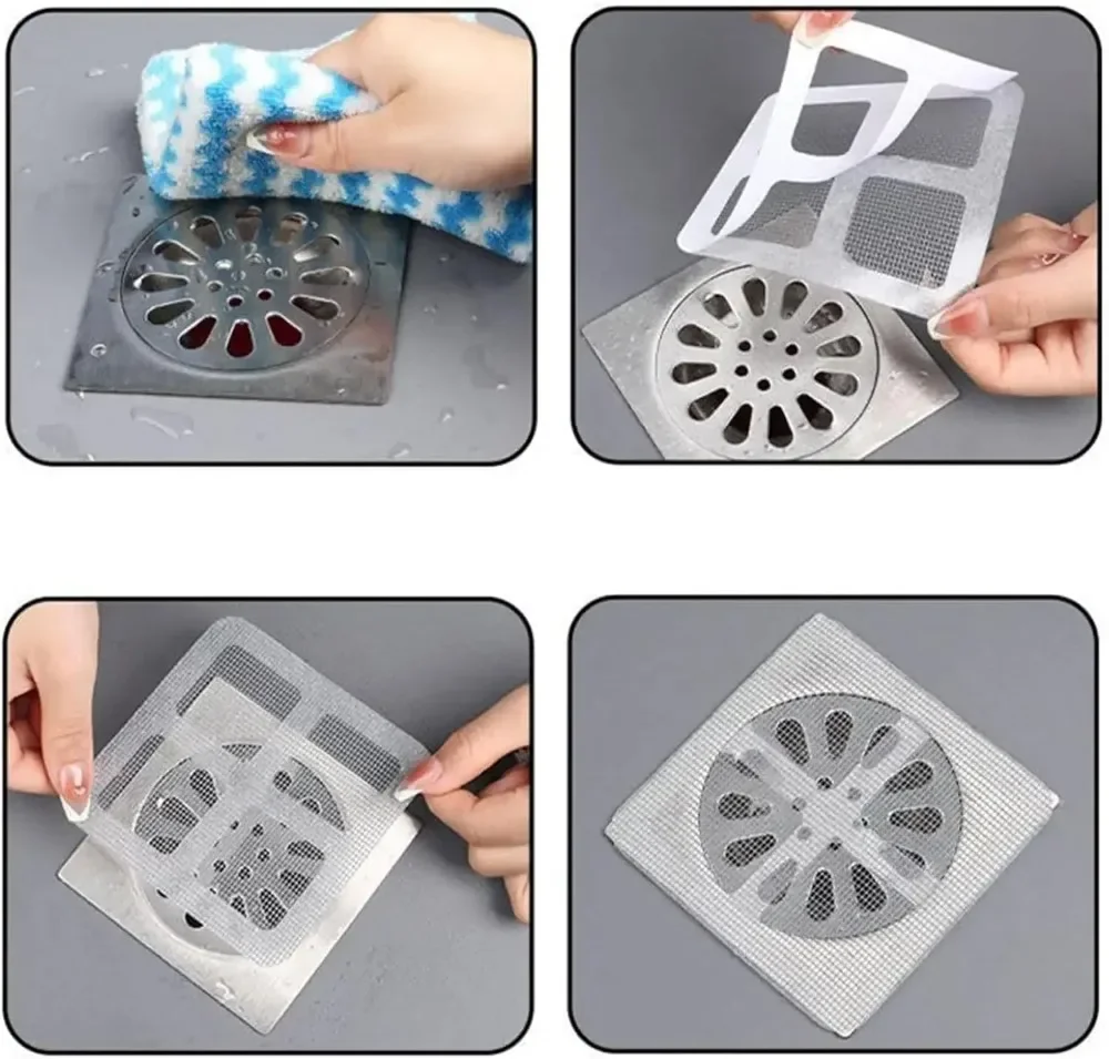 Disposable Shower Drain Hair Catcher Mesh Shower Drain Covers Floor Sink Strainer Filter Hair Stopper For Bathroom Kitchen