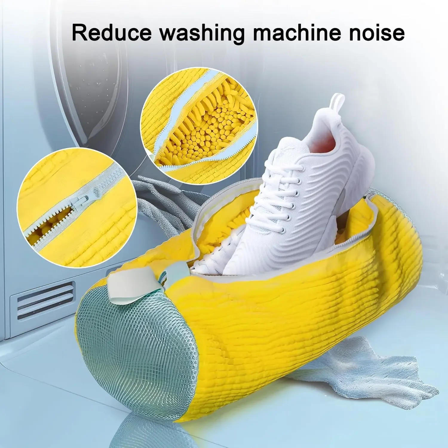 Machine Washable Shoe Washing & Drying Bag with Soft Fiber - Durable Polyester Laundry Protector for Shoes Adjustable Strap