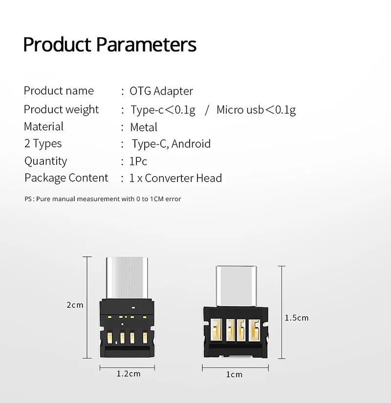 1/5PCS Universal Type-C Micro USB to USB 2.0 OTG Adapter Connector for Cell Smartphone USB2.0 Type C Micro USB OTG Cable Adapter