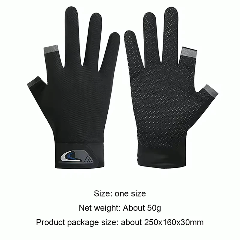 Summer Men Fishing Gloves Women Two Finger Cut Male Touchscreen Angling Anti-Slip Sun-Proof Breathable Cycling Fitness Gloves