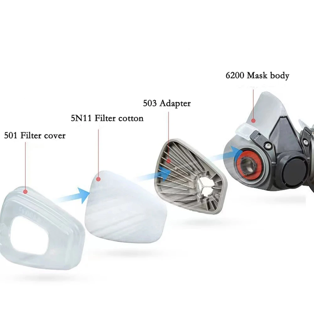 6200 Dust Mask Half Face With 503 5N11 Particle Filters Goggles Set For Industrial Labor Dust Paint Spray Decoration Grinding ﻿