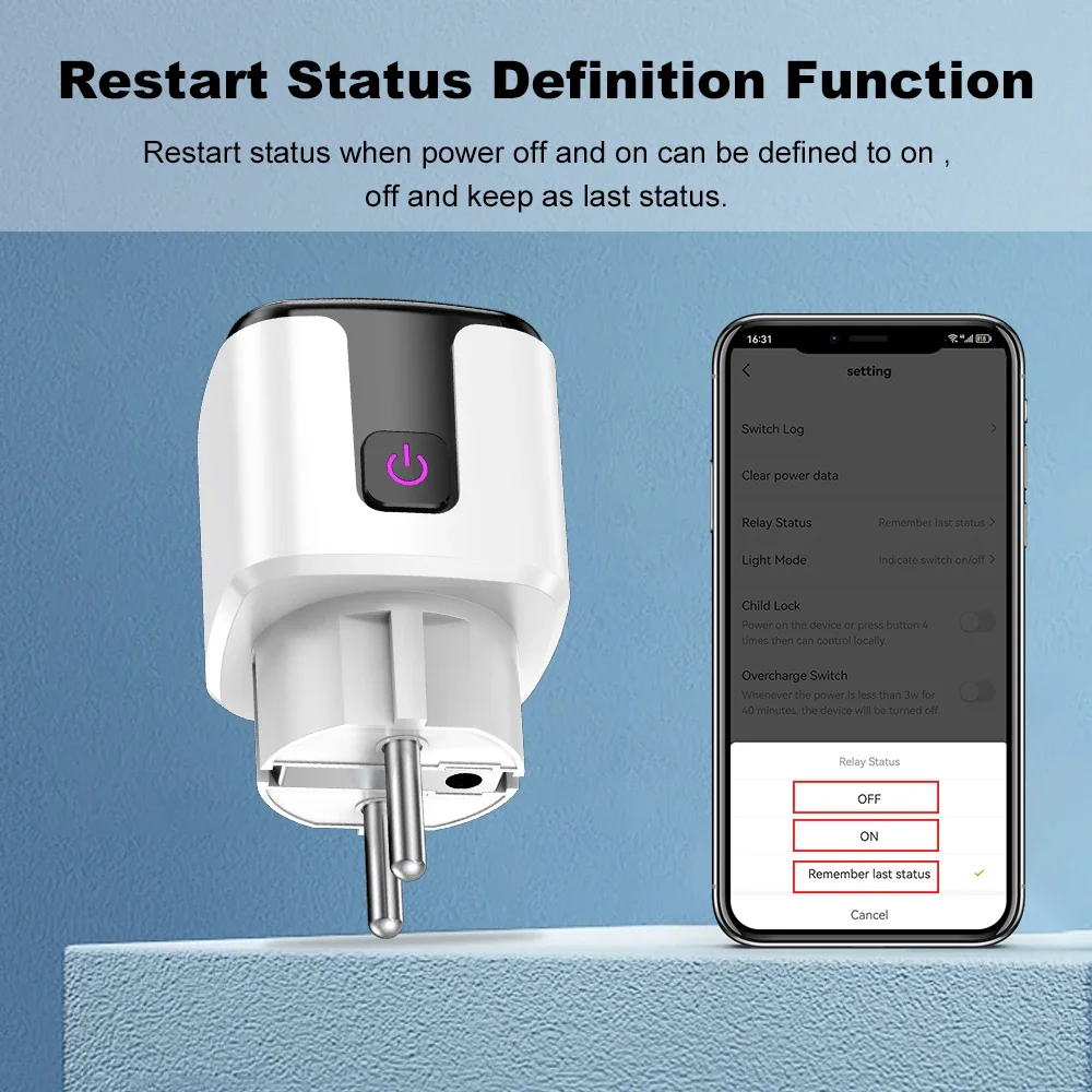 WiFi 20A Socket With Power Monitoring Work With Tuya Smart EU Plug Timer Child Lock Outlet Google Home Alice SmartThings Alexa