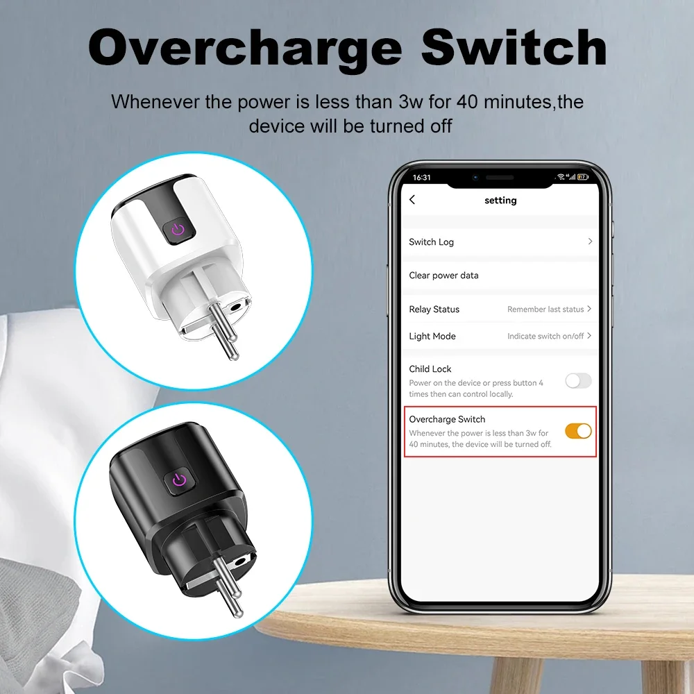 WiFi 20A Socket With Power Monitoring Work With Tuya Smart EU Plug Timer Child Lock Outlet Google Home Alice SmartThings Alexa