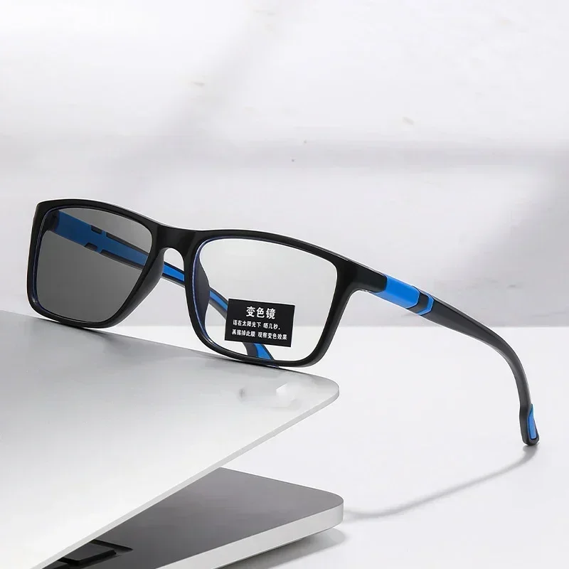 Photochromic Anti Blue Light Outdoor Sports Cycling Ultra Light High-definition Color Changing Myopia Glasses 0 -0.5 -0.75 -1.25