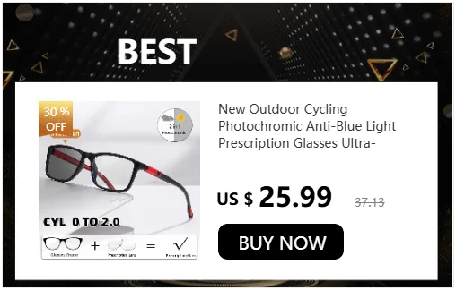 Photochromic Anti Blue Light Outdoor Sports Cycling Ultra Light High-definition Color Changing Myopia Glasses 0 -0.5 -0.75 -1.25