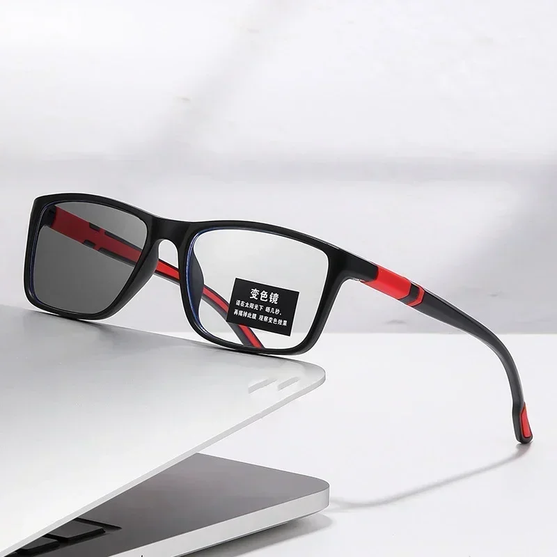 Photochromic Anti Blue Light Outdoor Sports Cycling Ultra Light High-definition Color Changing Myopia Glasses 0 -0.5 -0.75 -1.25