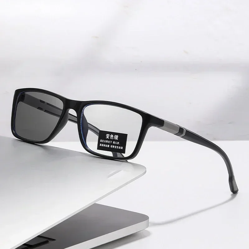 Photochromic Anti Blue Light Outdoor Sports Cycling Ultra Light High-definition Color Changing Myopia Glasses 0 -0.5 -0.75 -1.25