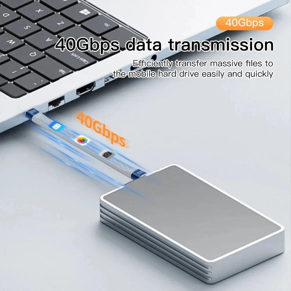 Type-C to Type-C 240W Short Cable Fast Charging USB-C Cord 40Gbps Data Transfer 8K Flat Slim FPC Data Charge Extension Cable ﻿