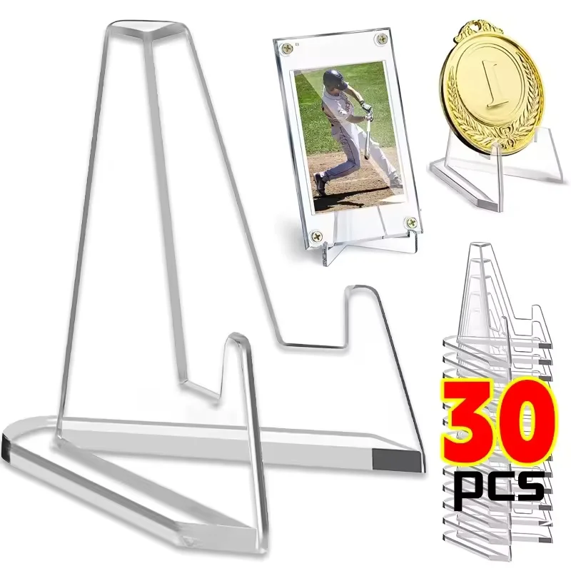 1-30PCS Clear Acrylic Coin Display Stand Holders Small Easel Rack Trading Card Holder Support for Kpop Idol Card Organizer