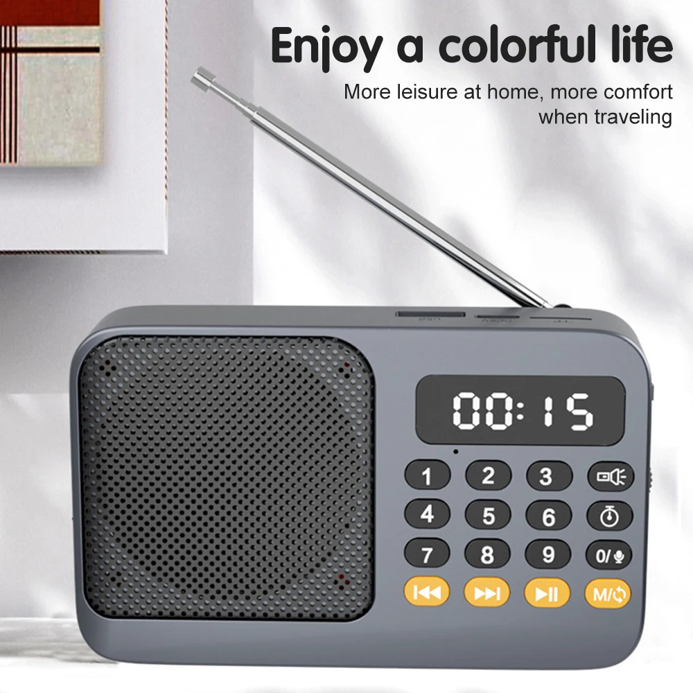 Bluetooth 5.0 Portable FM Radio Small Emergency Recargable Sound Box Mini Vintage Speaker Mp3 Player Support TF Card USB Drive