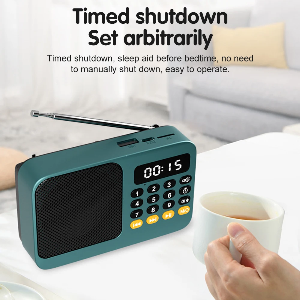 Bluetooth 5.0 Portable FM Radio Small Emergency Recargable Sound Box Mini Vintage Speaker Mp3 Player Support TF Card USB Drive