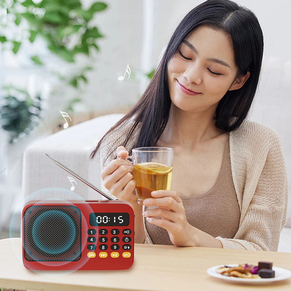 Bluetooth 5.0 Portable FM Radio Small Emergency Recargable Sound Box Mini Vintage Speaker Mp3 Player Support TF Card USB Drive