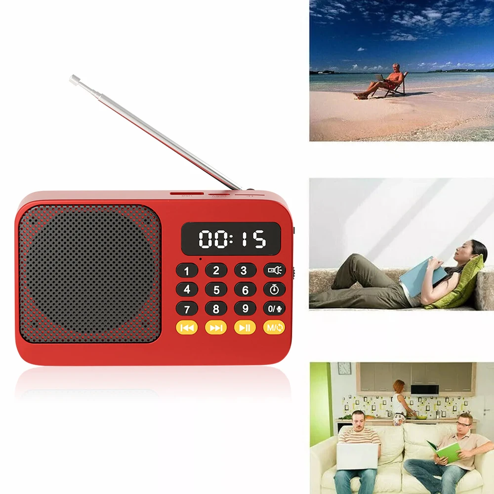 Bluetooth 5.0 Portable FM Radio Small Emergency Recargable Sound Box Mini Vintage Speaker Mp3 Player Support TF Card USB Drive