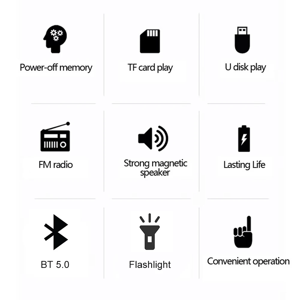 Bluetooth 5.0 Portable FM Radio Small Emergency Recargable Sound Box Mini Vintage Speaker Mp3 Player Support TF Card USB Drive