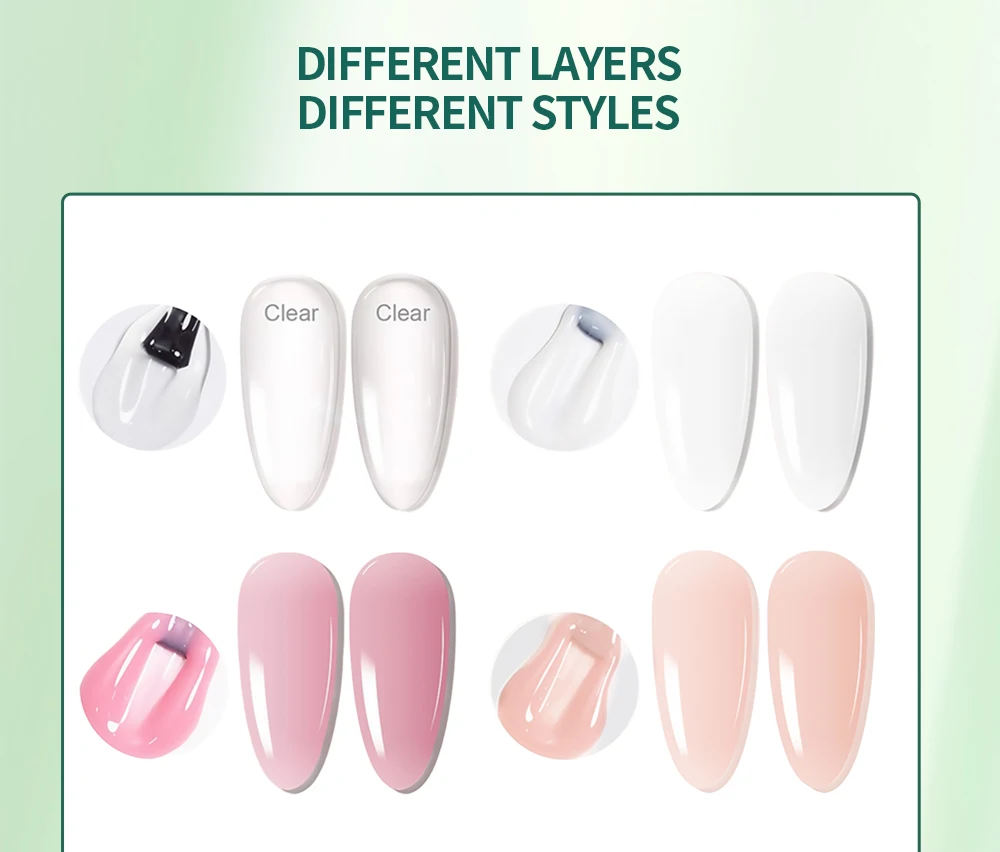 Nailpop Builder Nail Gel 4 Colors Base Coat Strengthener Thickening Extension Rhinestone Glue Gel Polish Brush in Bottle 15ml