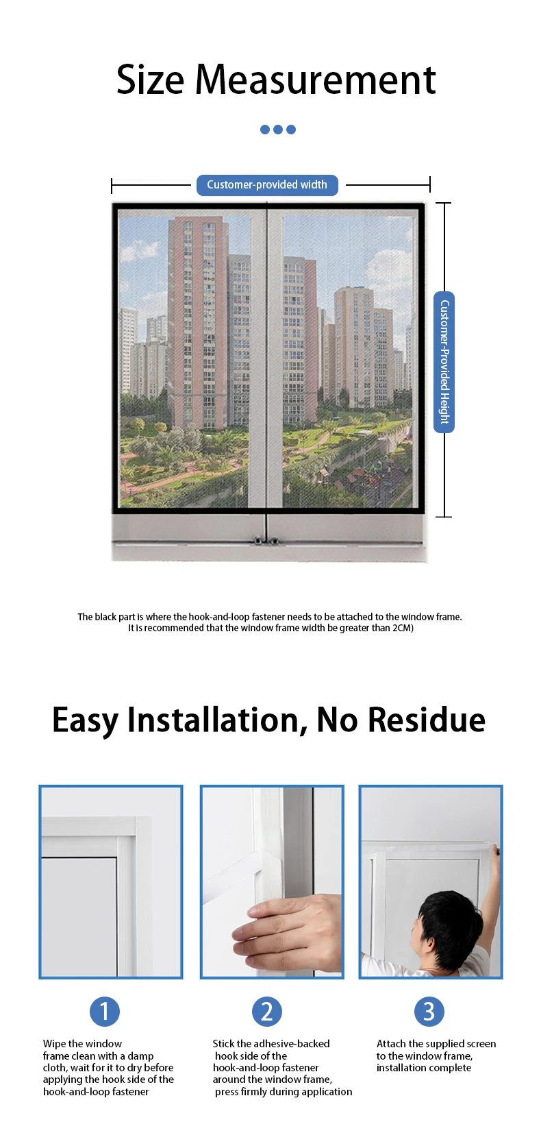 【Invisible Custom·Enhanced Protection】 Mosquito & Insect Window/Door Screens – Hook-and-Loop No-Drill, Multiple Sizes