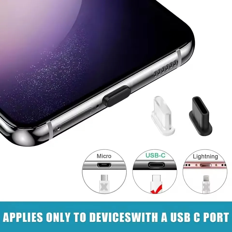 Silicone Dust Plugs Type C Charging Port Protector Stopper Cap Cover for Iphone 16 15 Pro Max 16 15 Plus Samsung Anti-Dust Plug