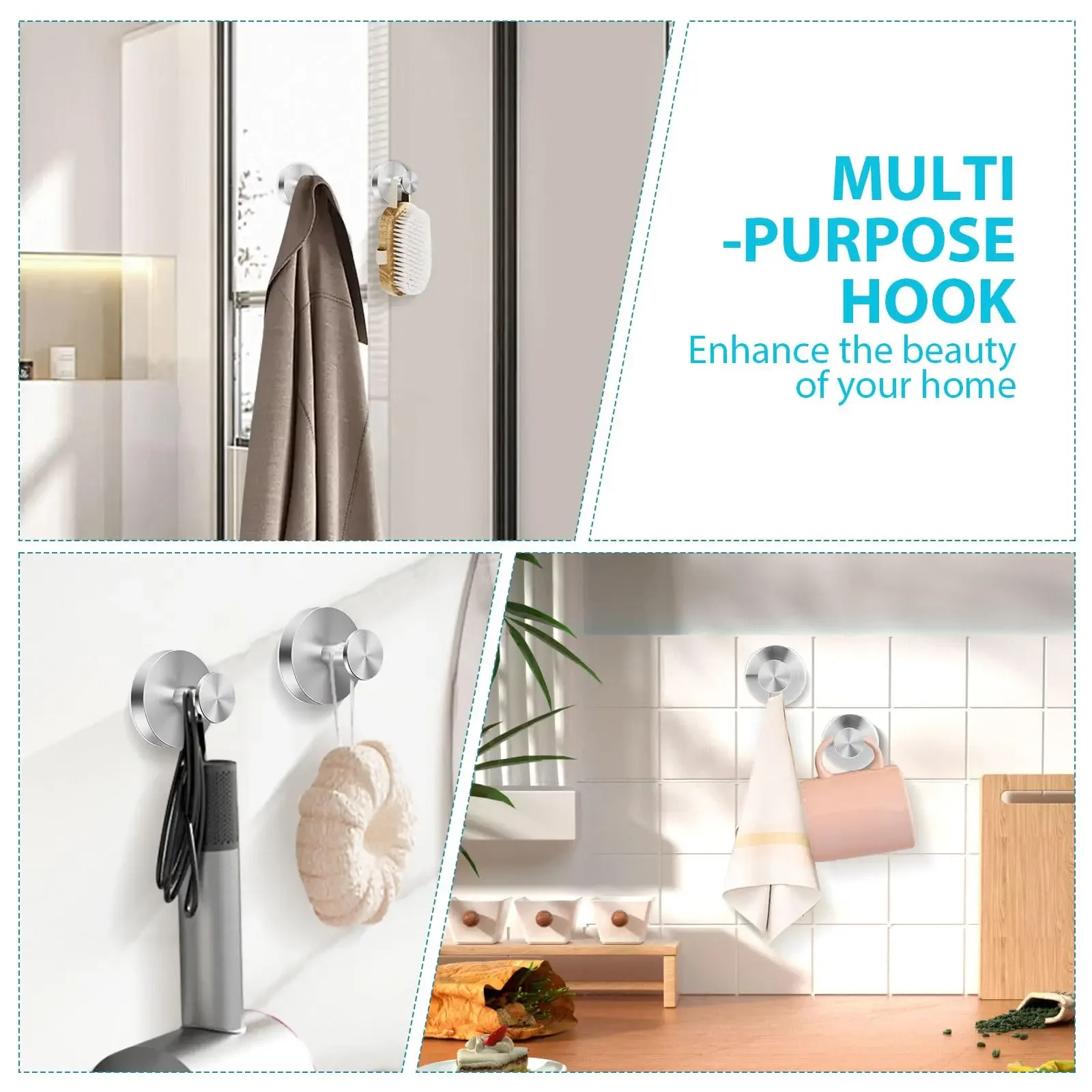 Vacuum Suction Cup Hooks Punch Free Bath Sucker Hook Wall Hook Hanger Glass Kitchen Bathroom Hooks for Towel Handbag