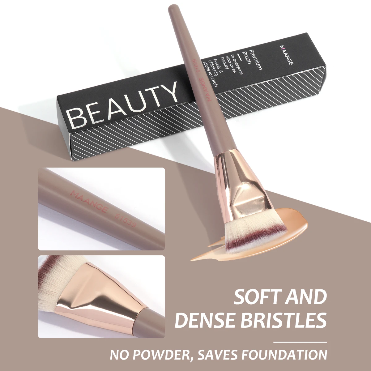 MAANGE Single Flat Round Tube Flat Head Foundation Brush With Box Powder Blush Concealer Makeup Brush Skin-friendly Makeup Tool