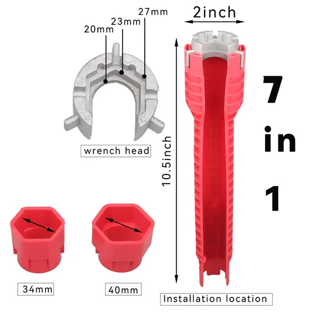 8 In 1 Flume Wrench Anti-slip Kitchen Sink Repair Tools Bathroom Faucet Assembly Key Plumbing Installation Wrench