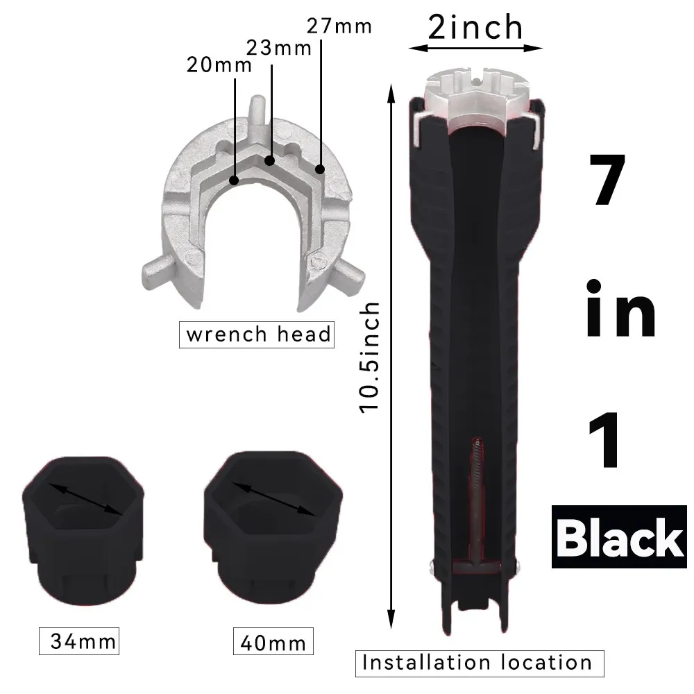 8 In 1 Flume Wrench Anti-slip Kitchen Sink Repair Tools Bathroom Faucet Assembly Key Plumbing Installation Wrench