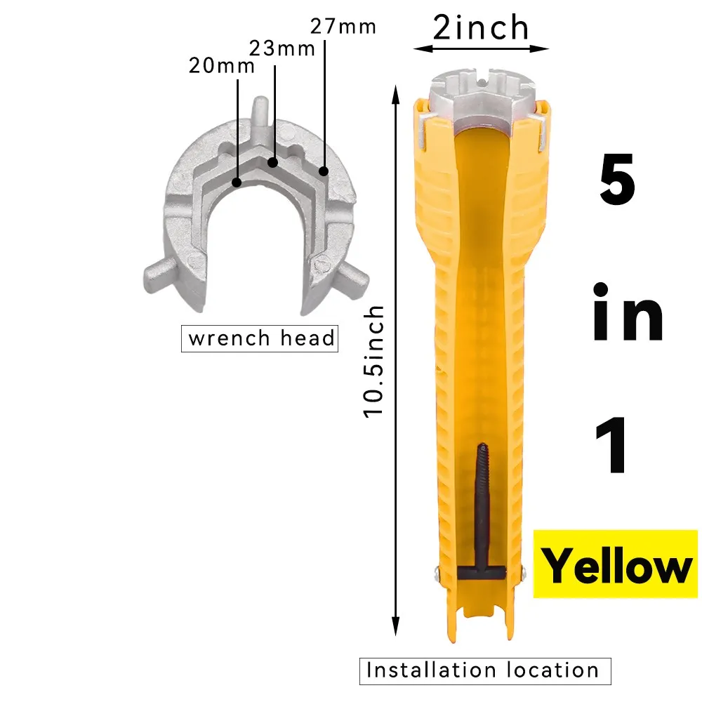 8 In 1 Flume Wrench Anti-slip Kitchen Sink Repair Tools Bathroom Faucet Assembly Key Plumbing Installation Wrench