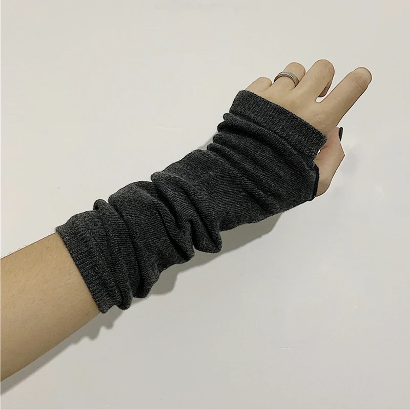 Winter Warm Long Sleeves Gloves for Man Women Fingerless Stripe Hip-Hop Knitted Elbow Mittens Elastic Outdoor Warmer Arm