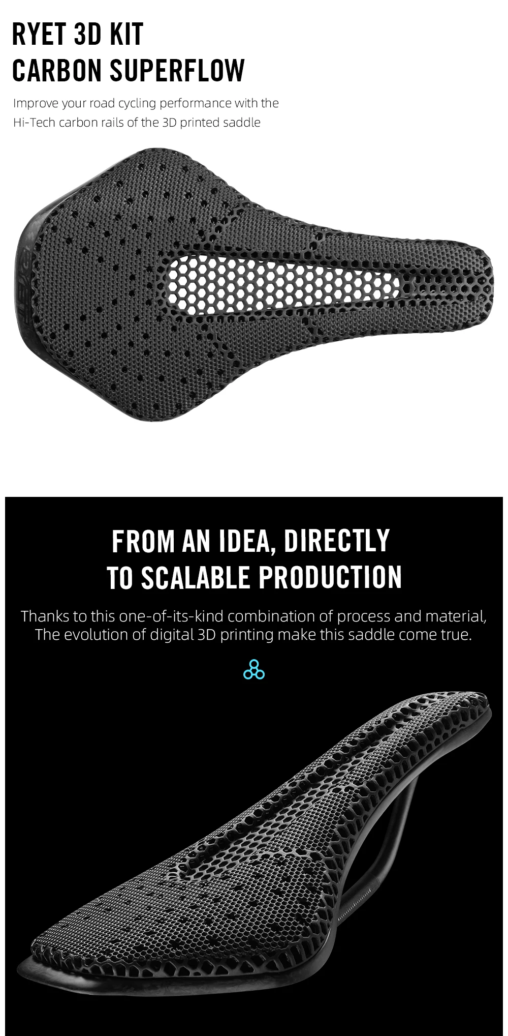 RYET 3D Printed Bicycle Saddle Ultralight Carbon Fiber Hollow Comfortable Breathable MTB Gravel Road bike Cycling Seat Parts