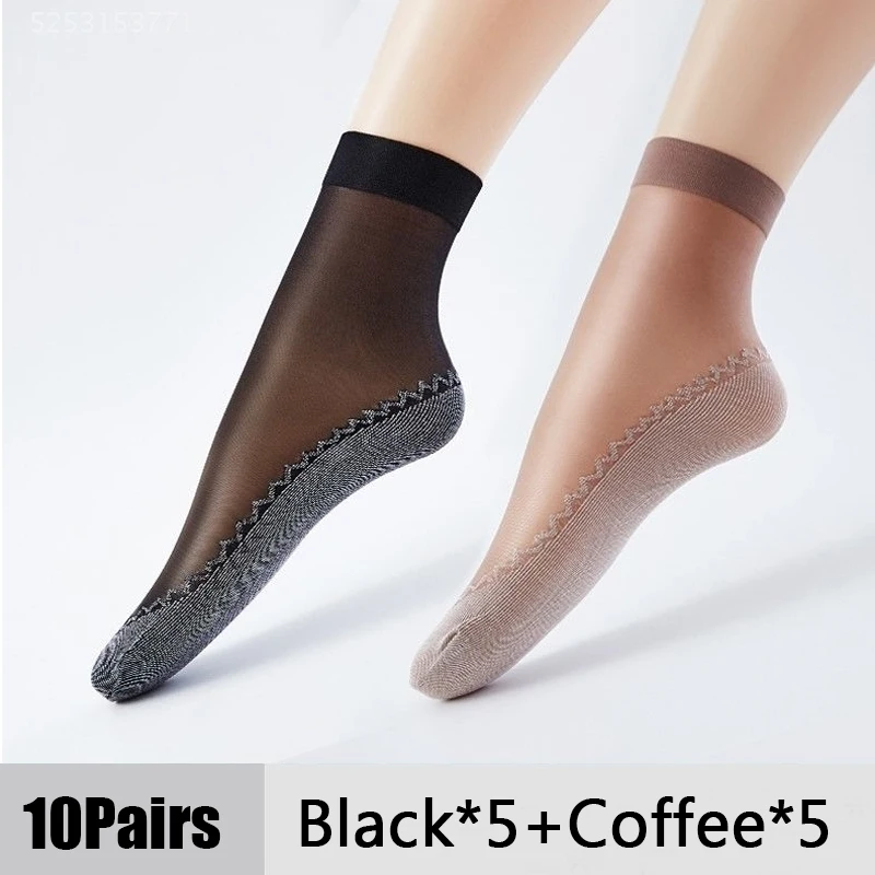 10 Pairs Women Socks Soft Socks Woman Summer Ultrathin Breathable Sock Casual Lightweight Female Transparent Boat Socks