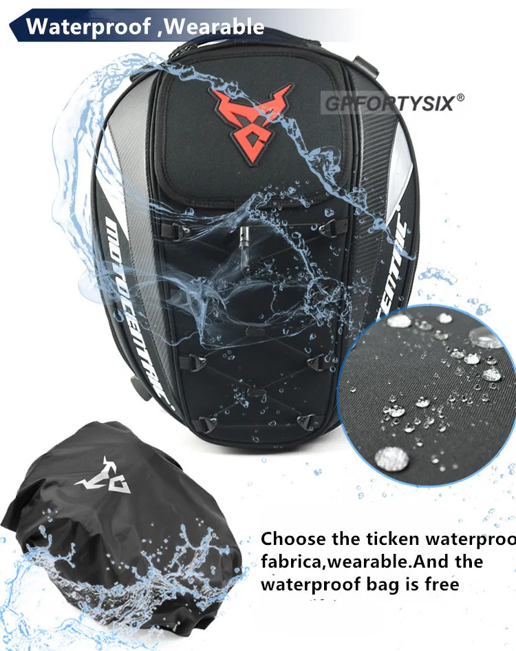 MOTOCENTRIC Motorcycle Back Seat Bags Waterproof Tail Bag Rear Seat Bag Multifunctional Motorbike Helmet Bag Moto Rider Backpack