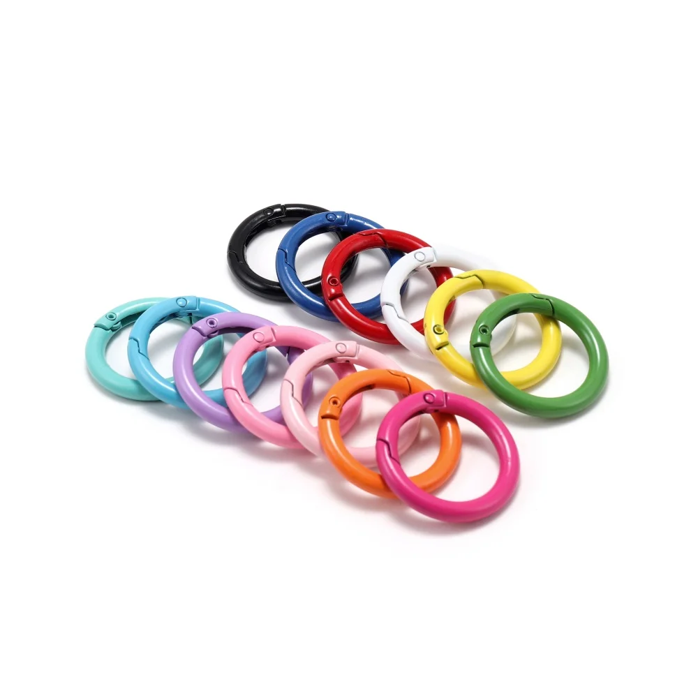 5Pcs/Lot 21 Colors Metal O Ring Spring Clasp Openable Round Carabiner Keychain Clips Hook Dog Chain DIY Jewelry Buckle Connector