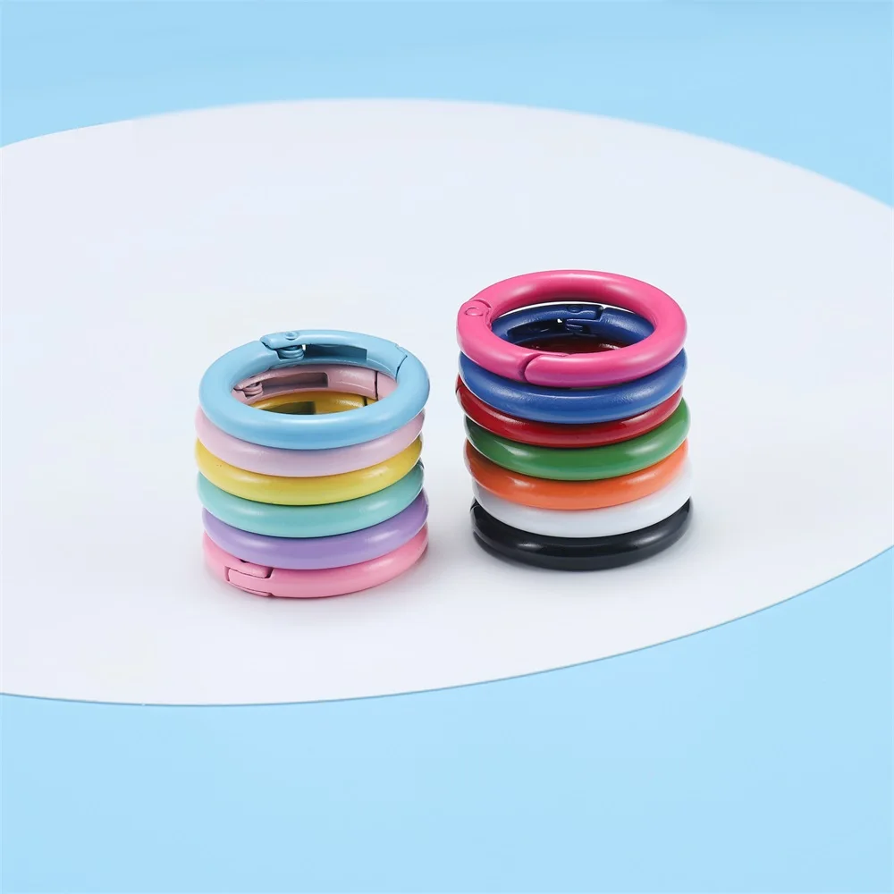 5Pcs/Lot 21 Colors Metal O Ring Spring Clasp Openable Round Carabiner Keychain Clips Hook Dog Chain DIY Jewelry Buckle Connector