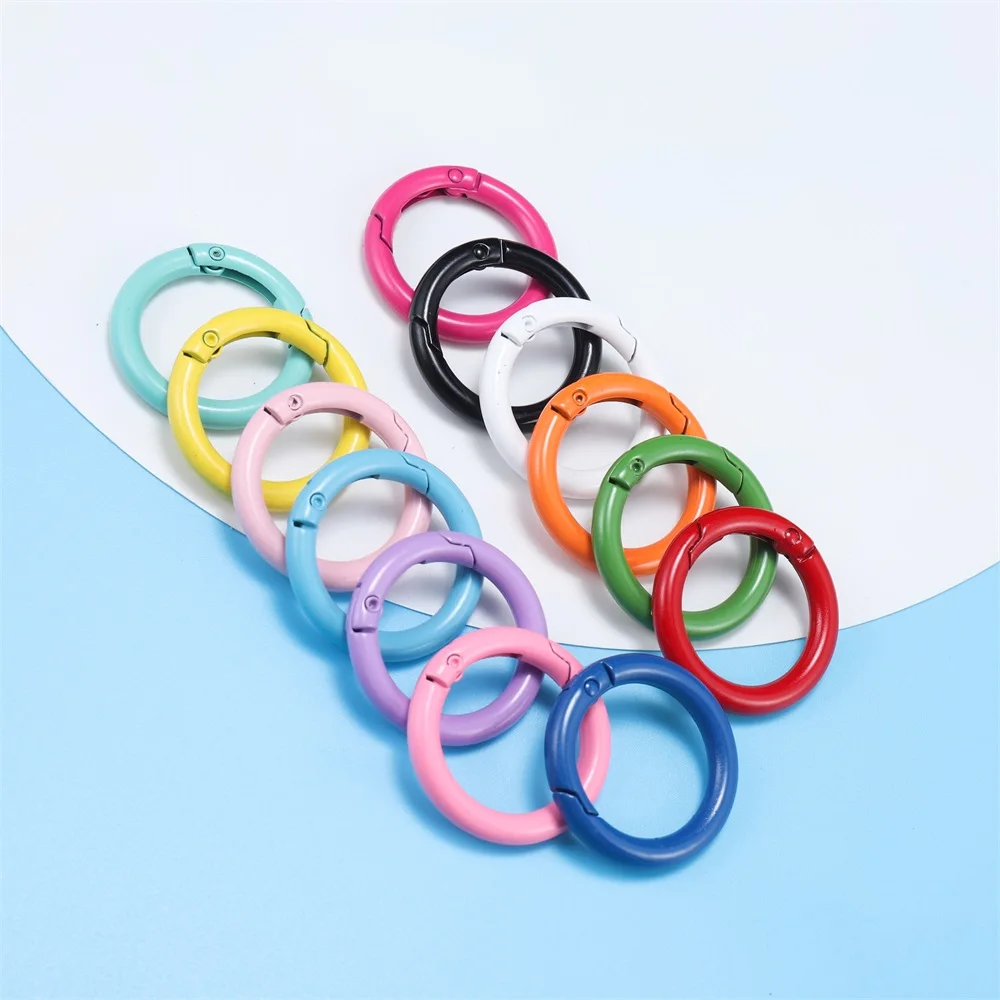 5Pcs/Lot 21 Colors Metal O Ring Spring Clasp Openable Round Carabiner Keychain Clips Hook Dog Chain DIY Jewelry Buckle Connector
