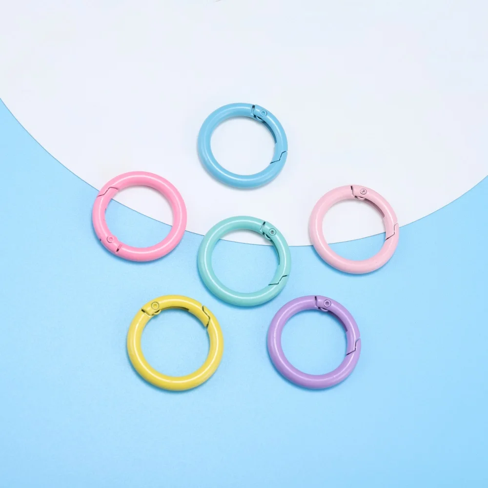 5Pcs/Lot 21 Colors Metal O Ring Spring Clasp Openable Round Carabiner Keychain Clips Hook Dog Chain DIY Jewelry Buckle Connector