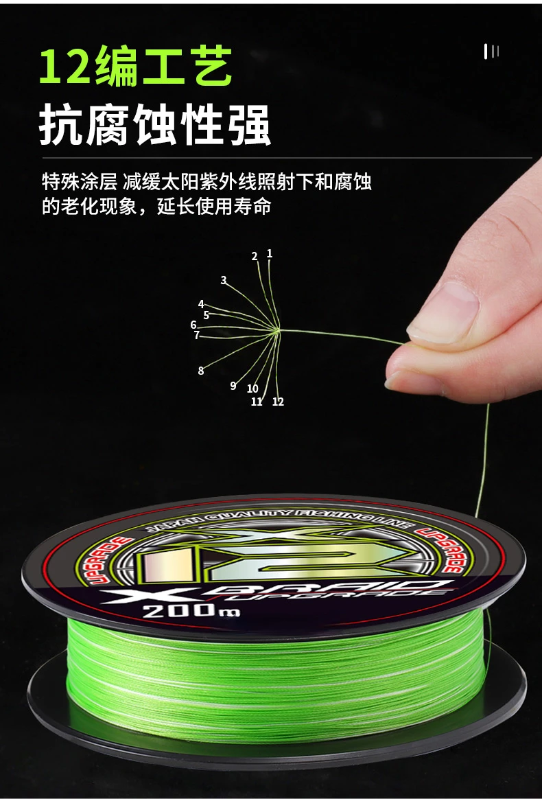Imported 12 Braided YGKV8 Line Genuine Lure Pe Line Special Main Line Micro Super Smooth and Wear-resistant Strong