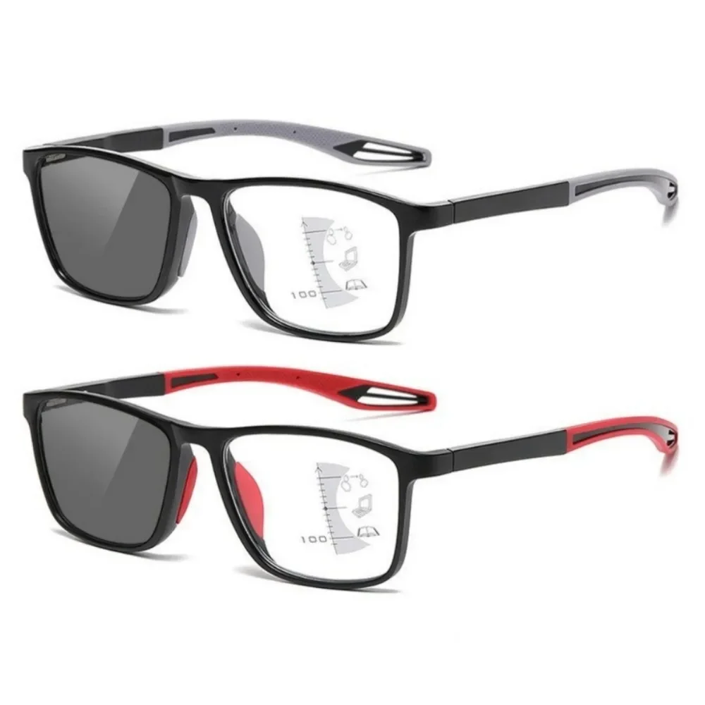 Men Multifocal Photochromic Reading Glasses Look Far and Near Eyeglasses Unisex Sport TR90 Frame Anti Blue Light Grade Eyewear