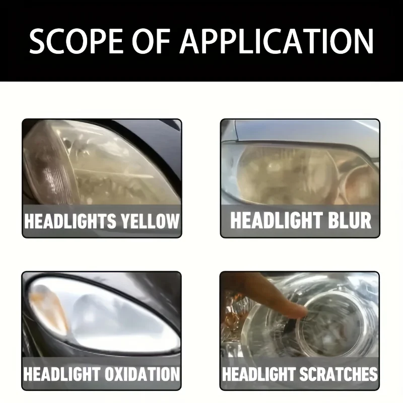 Car Headlight Restoration Polishing Kits Headlamp Scratch Remover Repair Cleaning Paste Remove Oxidation Headlight Polish Liquid
