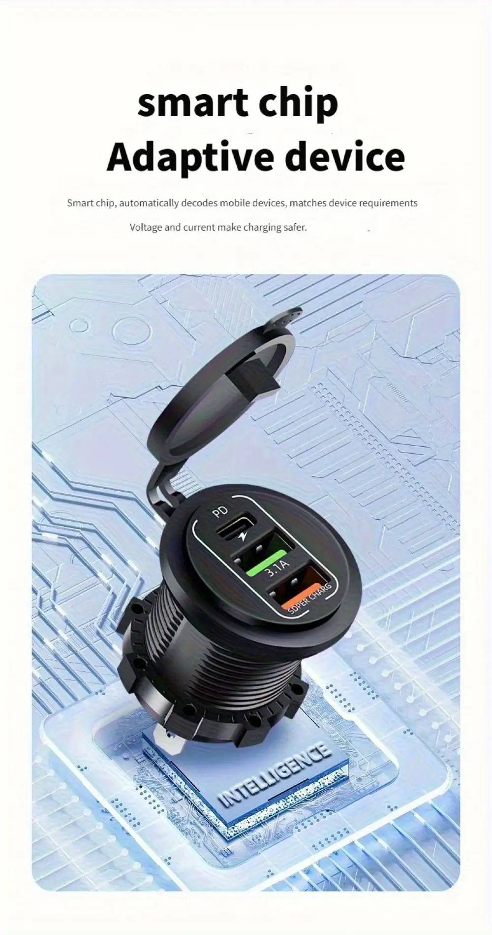 NEW 4 Ports Dual PD Dual QC 3.0 USB Car Charger with Voltmeter Socket Power Outlet Adapter Waterproof for 12V/24V Car Boat