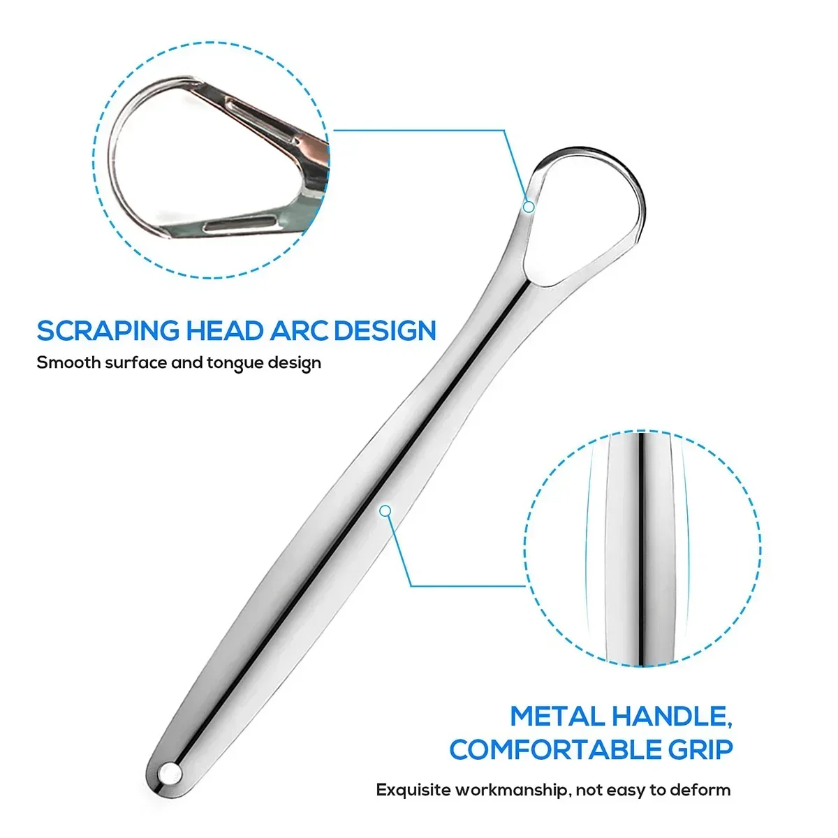 Premium 1pcs/3pcs Metal Tongue Scraper Cleaner for Adults & Kids Portable Stainless Steel Tongue Scrapers Brushes for Removing