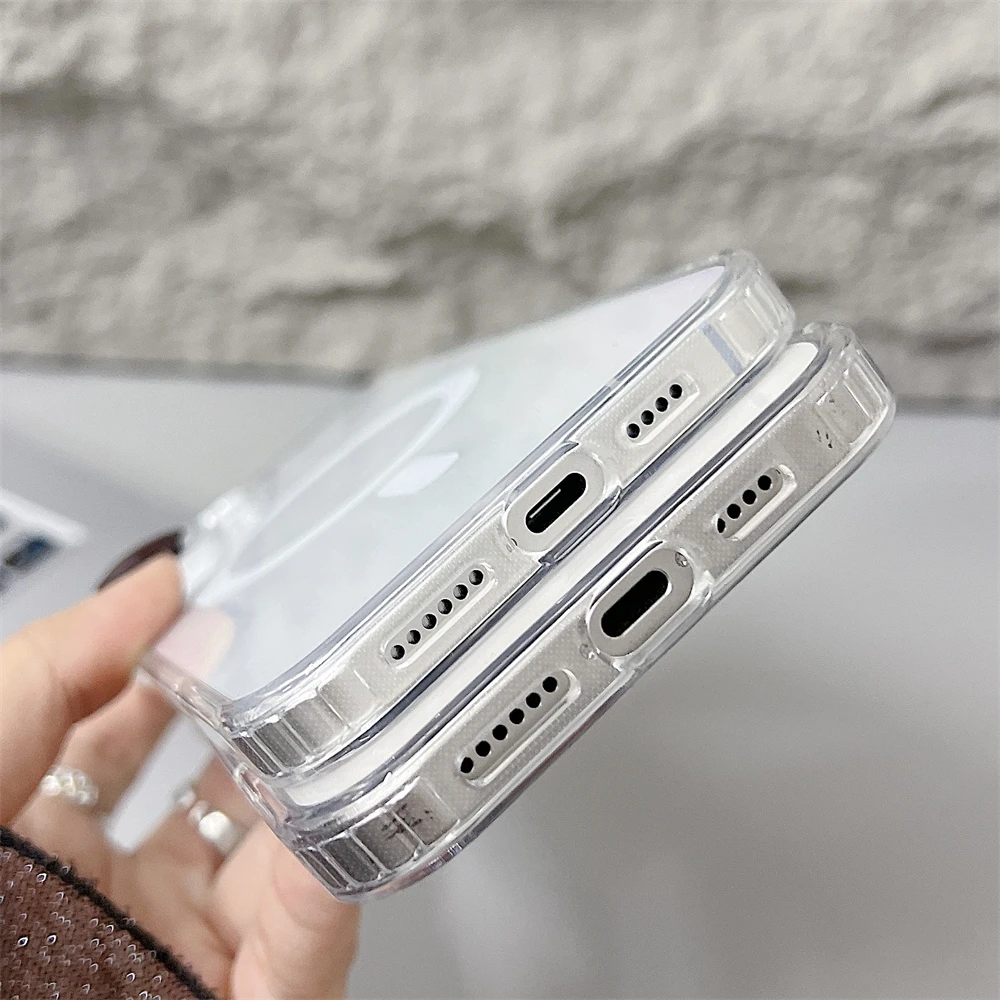 Magnetic Attraction Clear Original Case For Iphone 16 15 14 13 12 Mini 17 Air 11 Pro Max 7 8 Plus Xs Xr Se Magsafe Magnet Cover