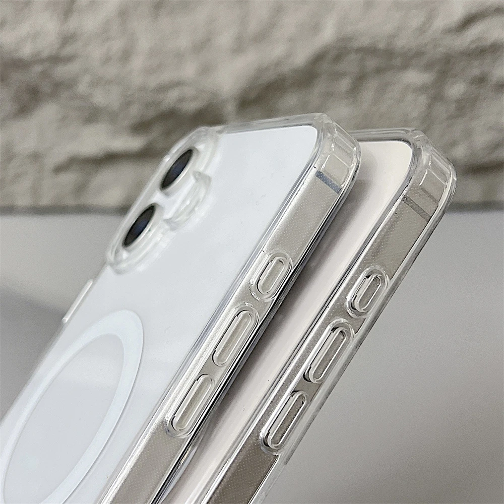 Magnetic Attraction Clear Original Case For Iphone 16 15 14 13 12 Mini 17 Air 11 Pro Max 7 8 Plus Xs Xr Se Magsafe Magnet Cover