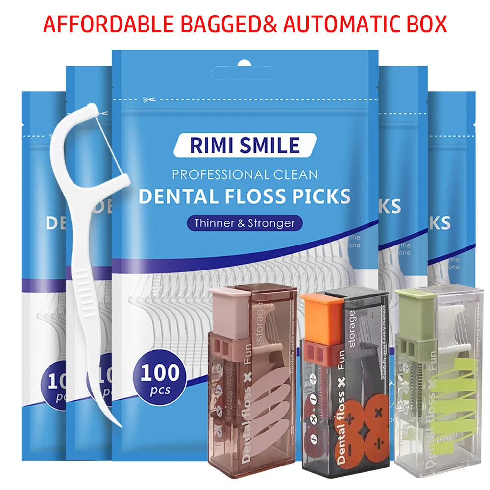 (Affordable) 50/100/300 PCS-RIMI Smile Floss - Comes with Automatic Floss Box - Convenient to Carry When Going Out