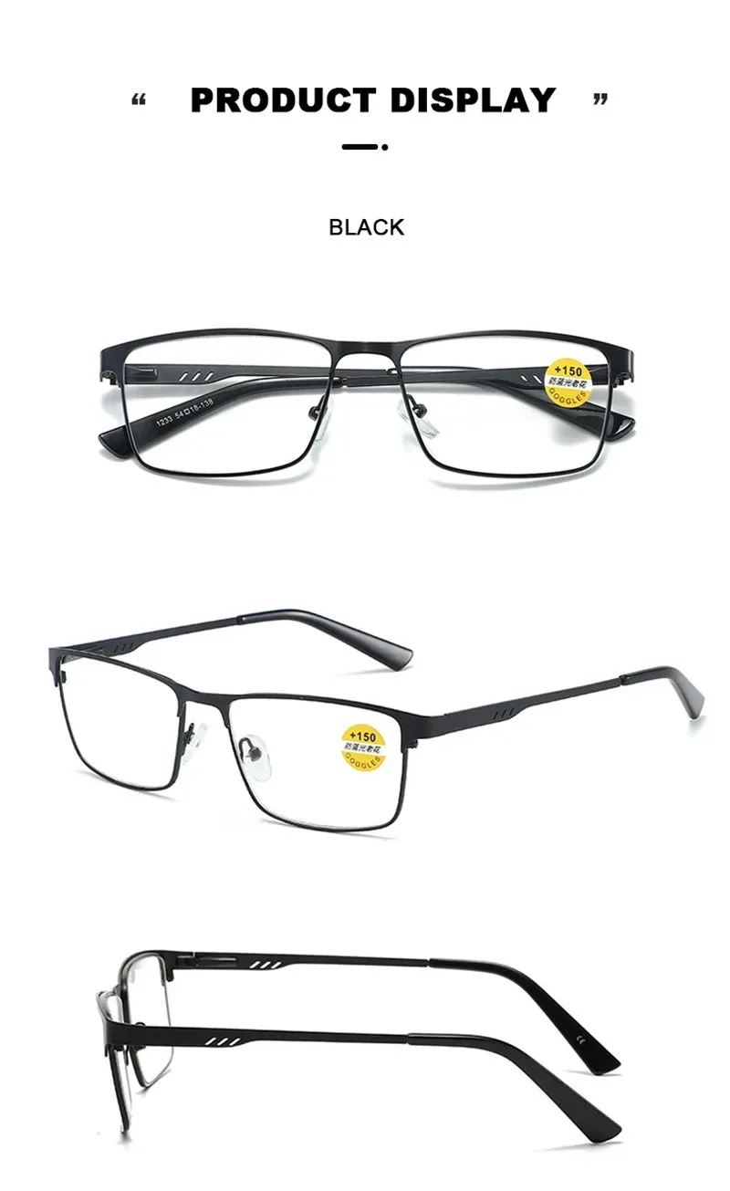 Men Business Reading Glasses Frame for Reader Mens Presbyopia Blue Light Blocking Eyeglasses Classic Hyperopia Spectacles Diopte